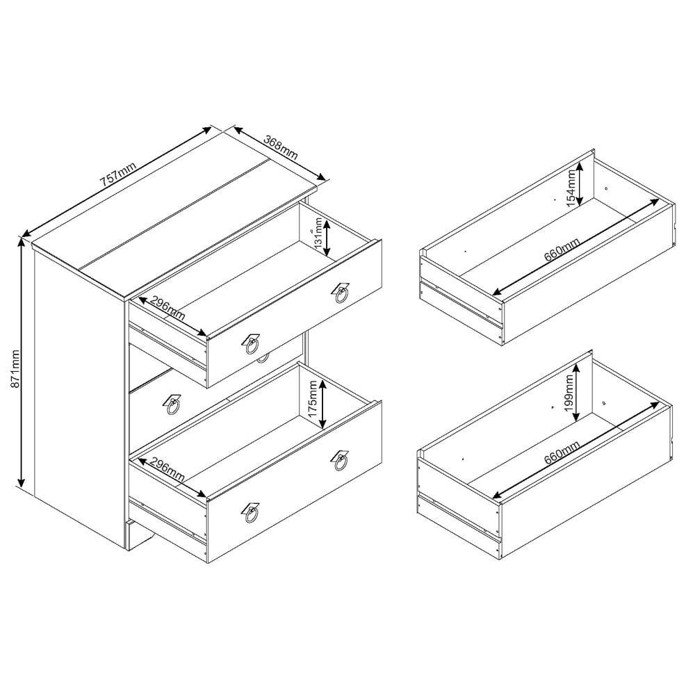 Consett Wooden Chest Of 4 Drawers - Grey Oak