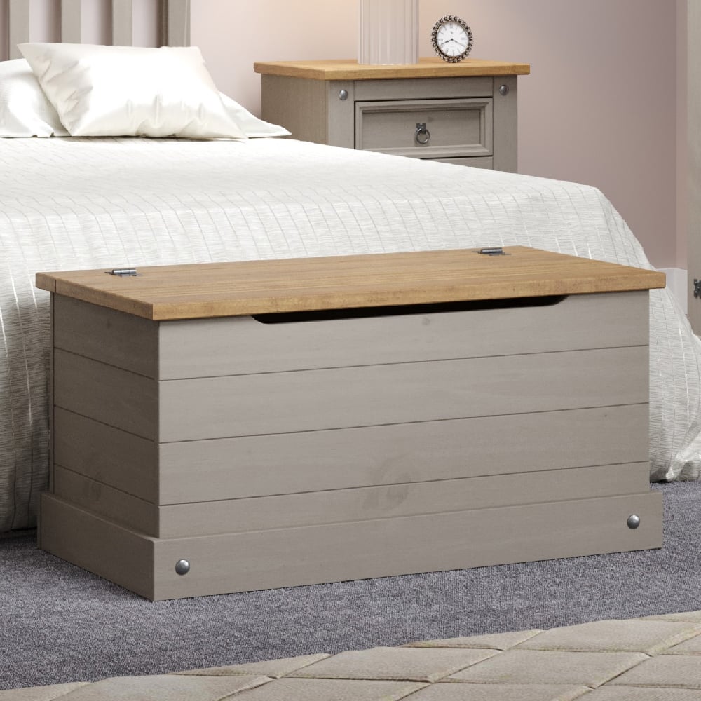 Read more about Consett wooden blanket box in grey and oak