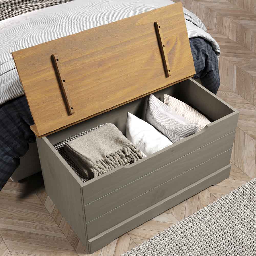 Consett Wooden Blanket Box - Grey And Oak