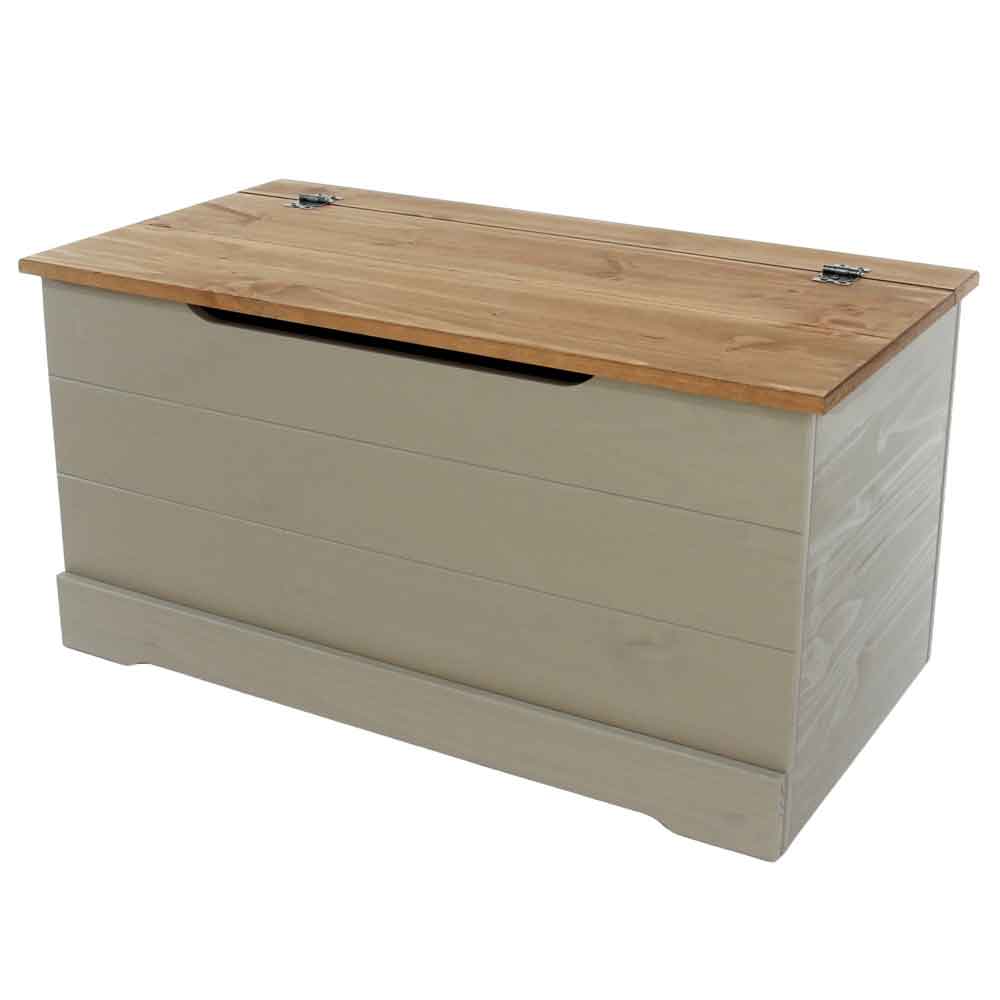Consett Wooden Blanket Box - Grey And Oak