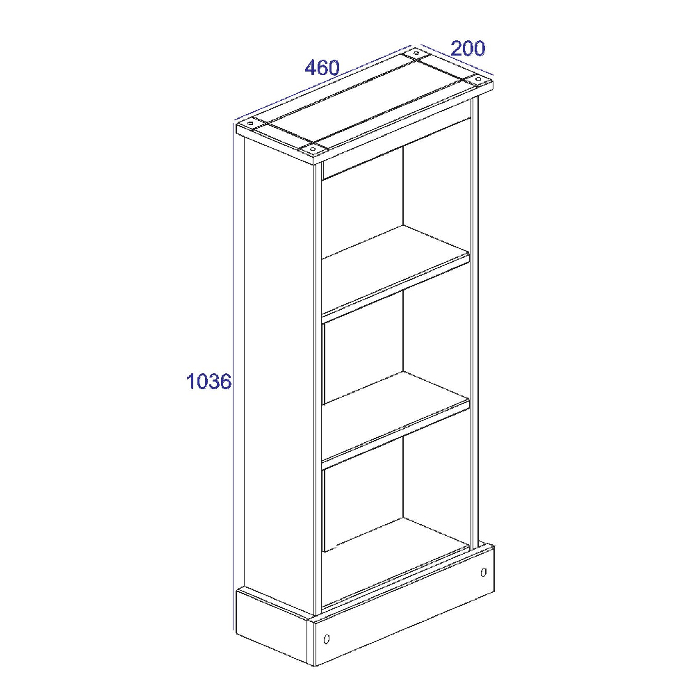 Consett Wooden Bookcase With 3 Shelves In Oak