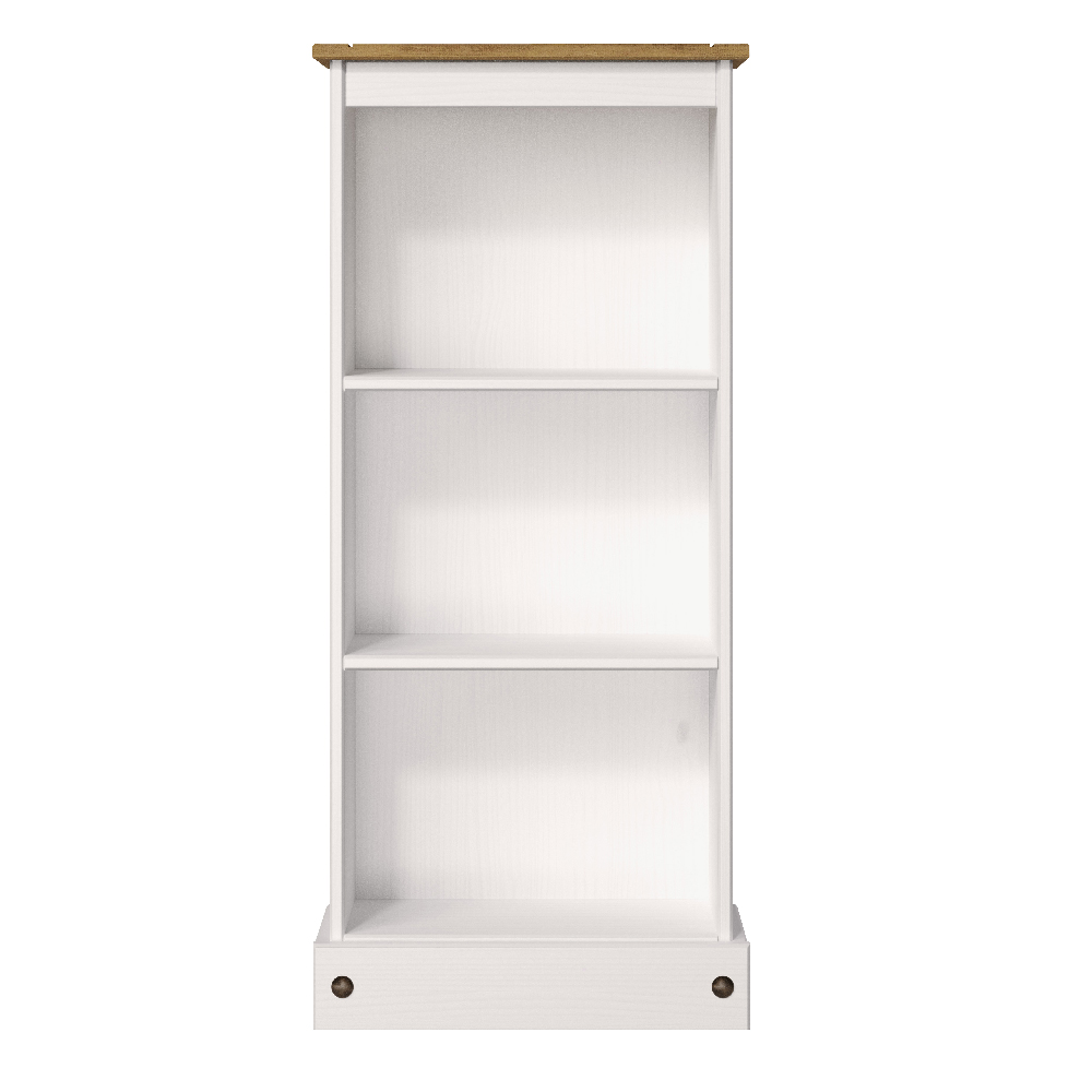 Consett Wooden Bookcase With 3 Shelves In White And Oak
