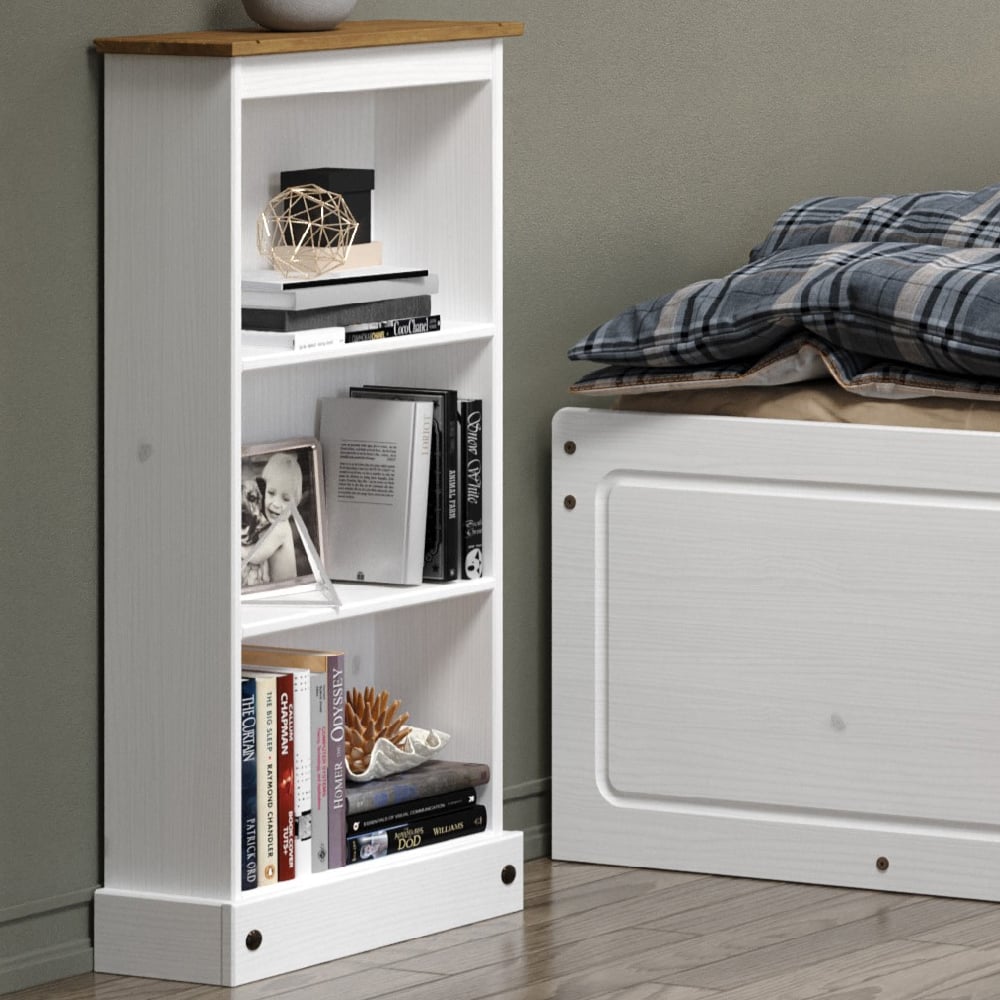 Read more about Consett wooden bookcase with 3 shelves in white and oak