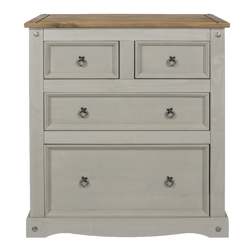 Consett Wooden Chest Of 4 Drawers In Grey And Oak