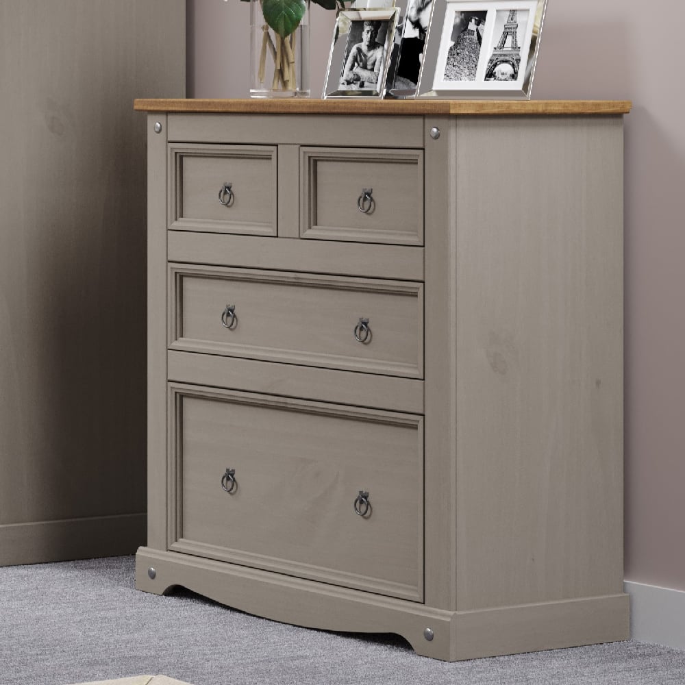 Read more about Consett wooden chest of 4 drawers in grey and oak