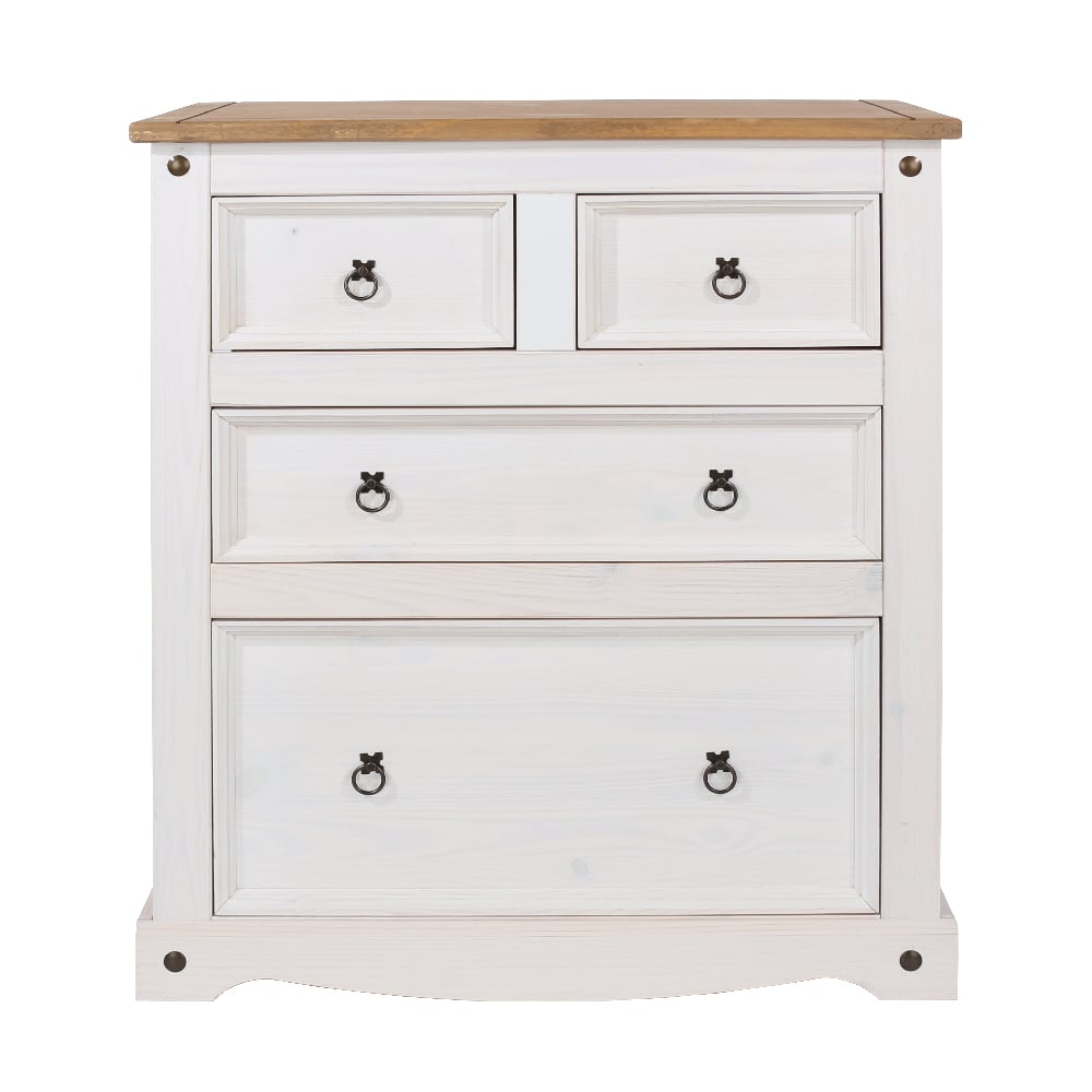 Consett Wooden Chest Of 4 Drawers In White And Oak