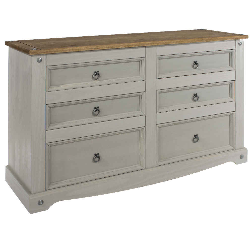 Consett Wooden Chest Of 6 Drawers In Grey And Oak