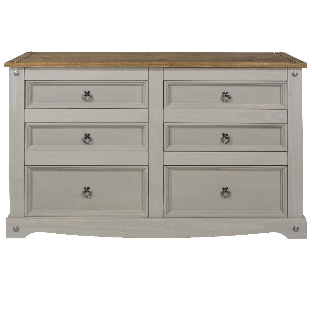 Consett Wooden Chest Of 6 Drawers In Grey And Oak