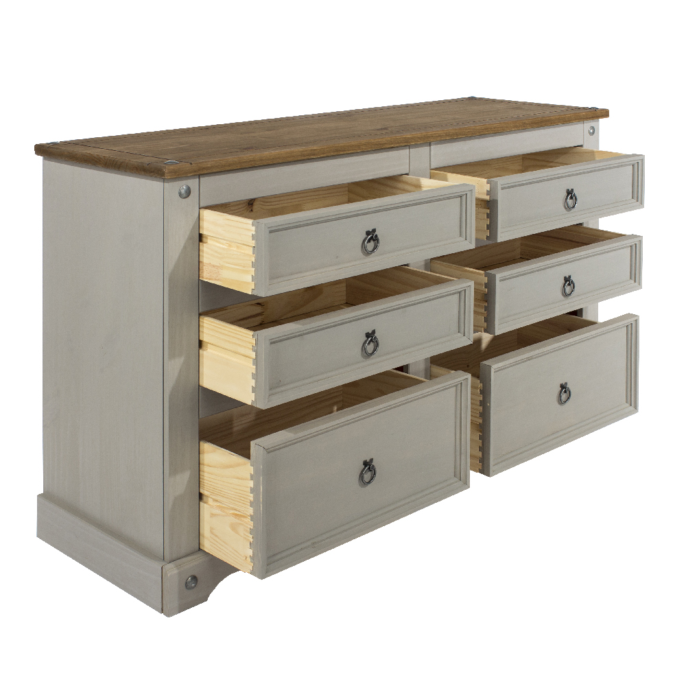 Consett Wooden Chest Of 6 Drawers In Grey And Oak