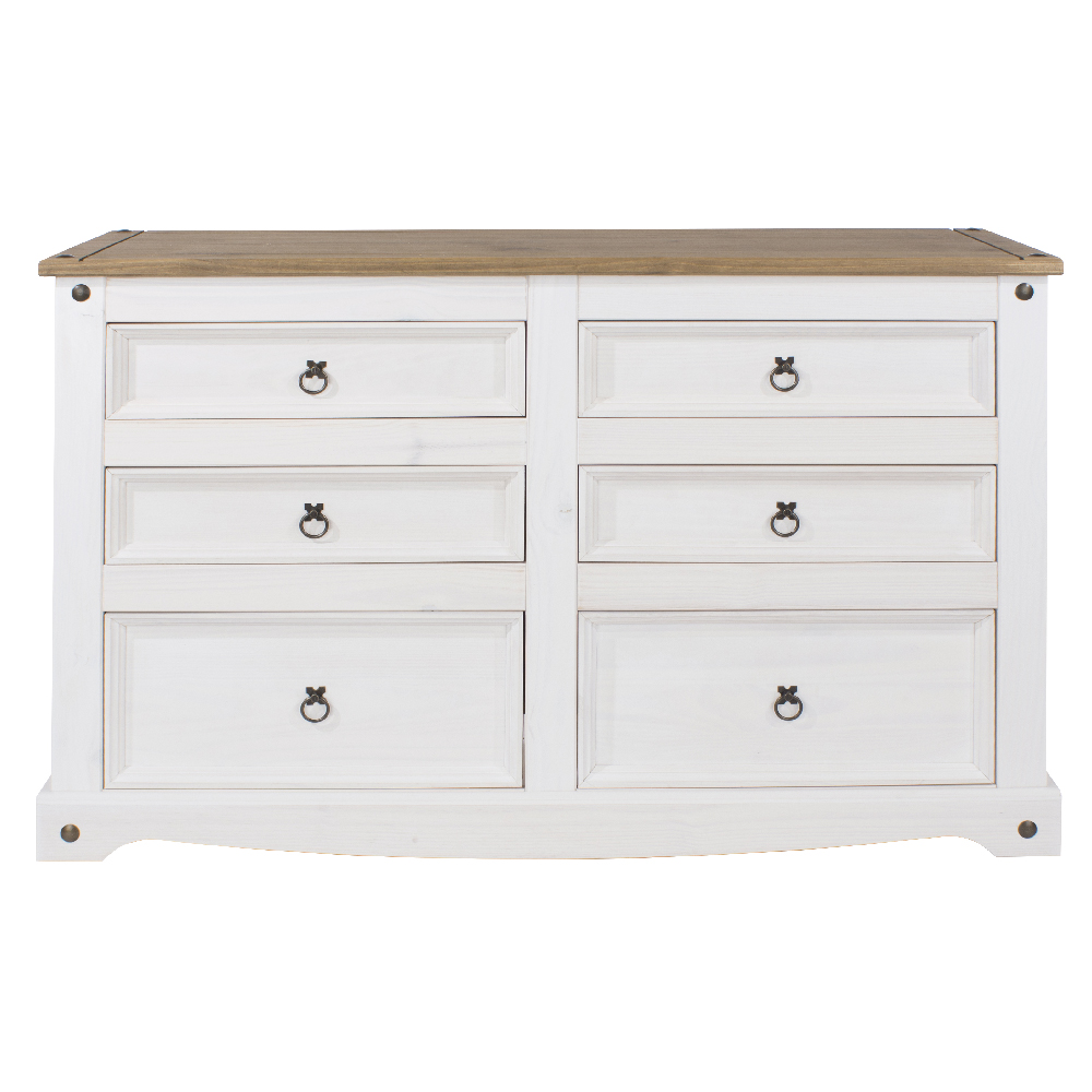Consett Wooden Chest Of 6 Drawers In White And Oak