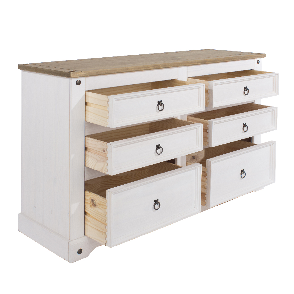 Consett Wooden Chest Of 6 Drawers In White And Oak