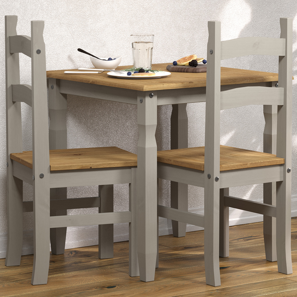 Consett Wooden Dining Set With 2 Chairs In Grey And Oak