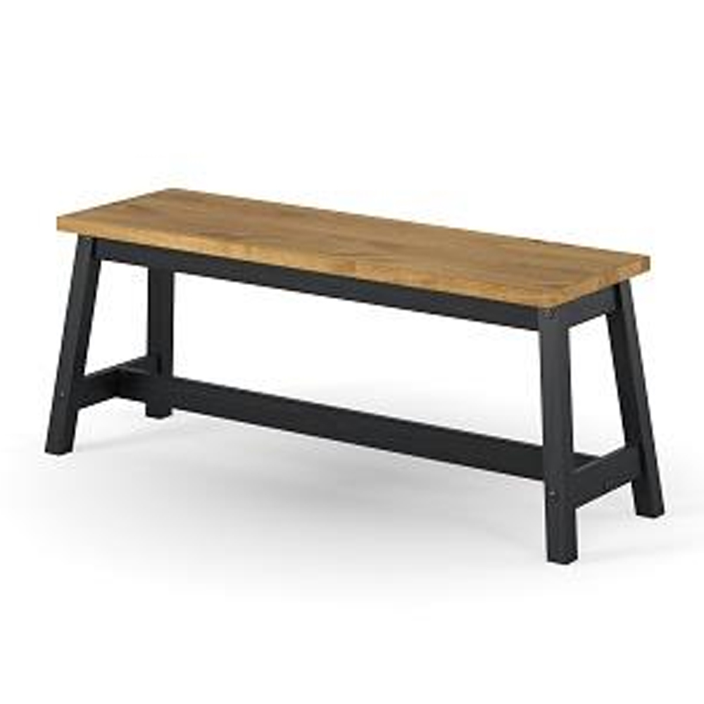 Consett Wooden Dining Table with 2 Benches in Black and Oak
