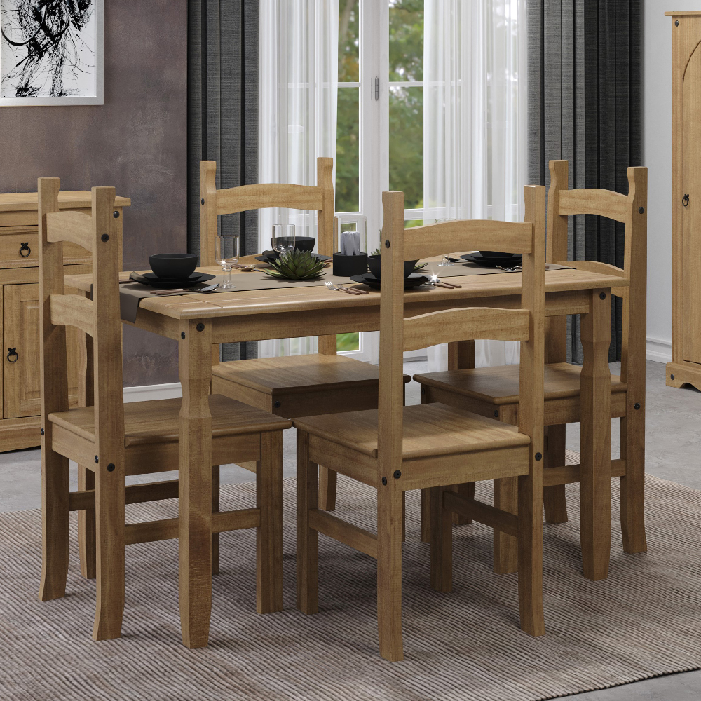 Read more about Consett wooden large rectangular dining table with 4 chairs in oak