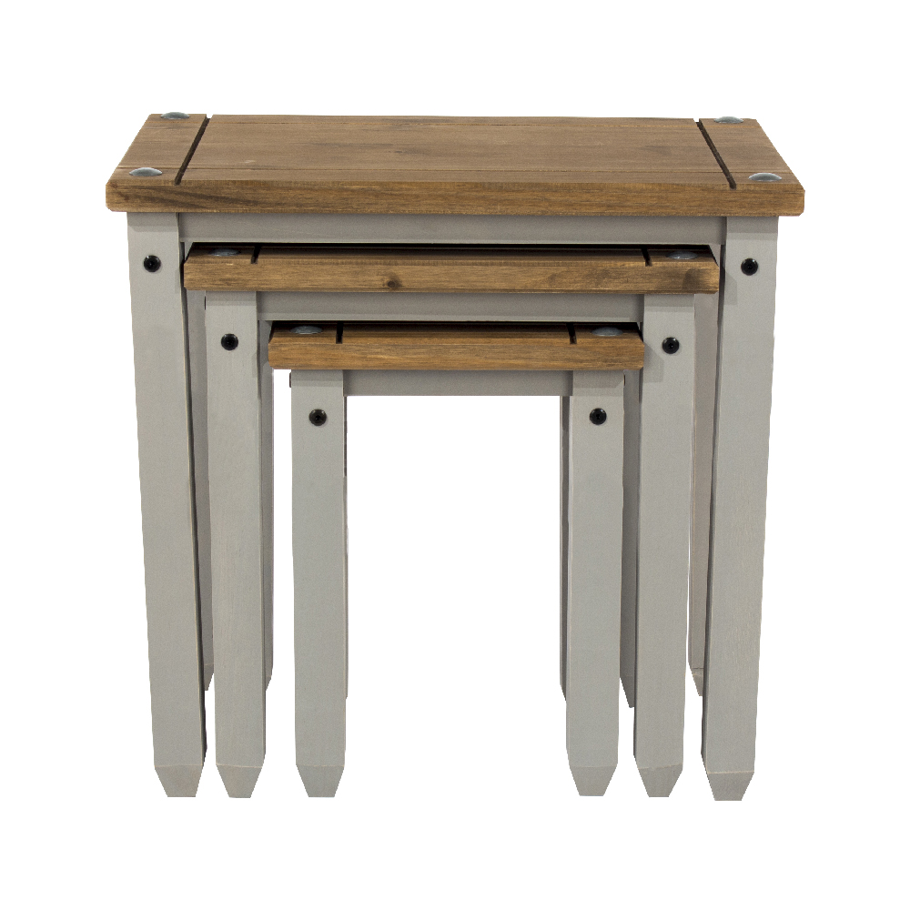 Consett Wooden Nest Of 3 Tables In Grey And Oak