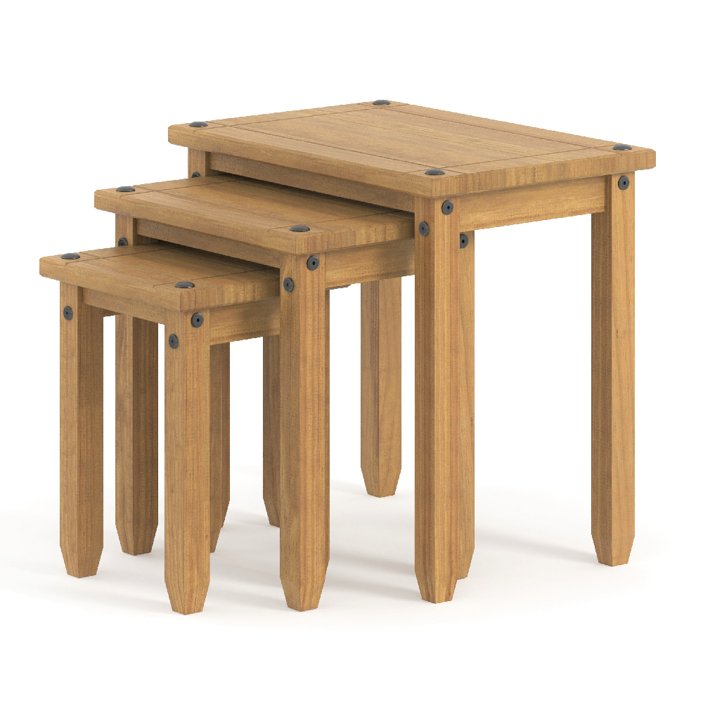 Consett Wooden Nest Of 3 Tables In Oak