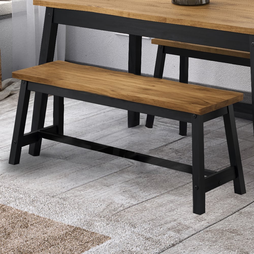 Read more about Consett wooden rectangular dining bench in black and oak