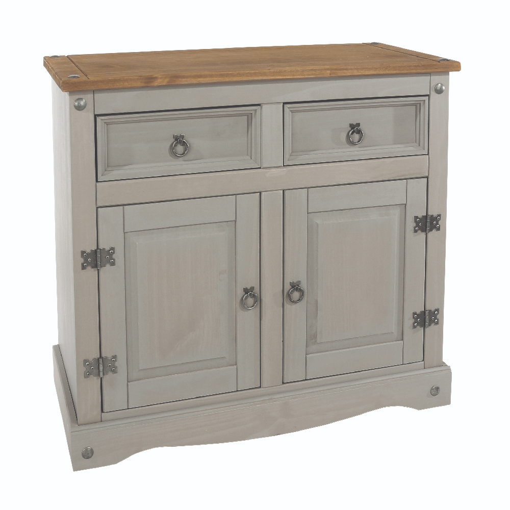 Consett Wooden Sideboard With 2 Doors 2 Drawers In Grey And Oak