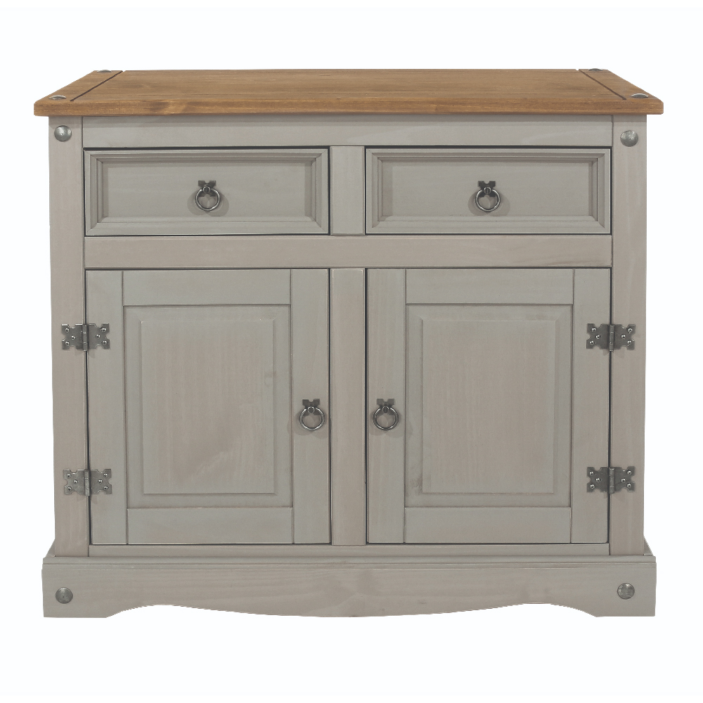 Consett Wooden Sideboard With 2 Doors 2 Drawers In Grey And Oak
