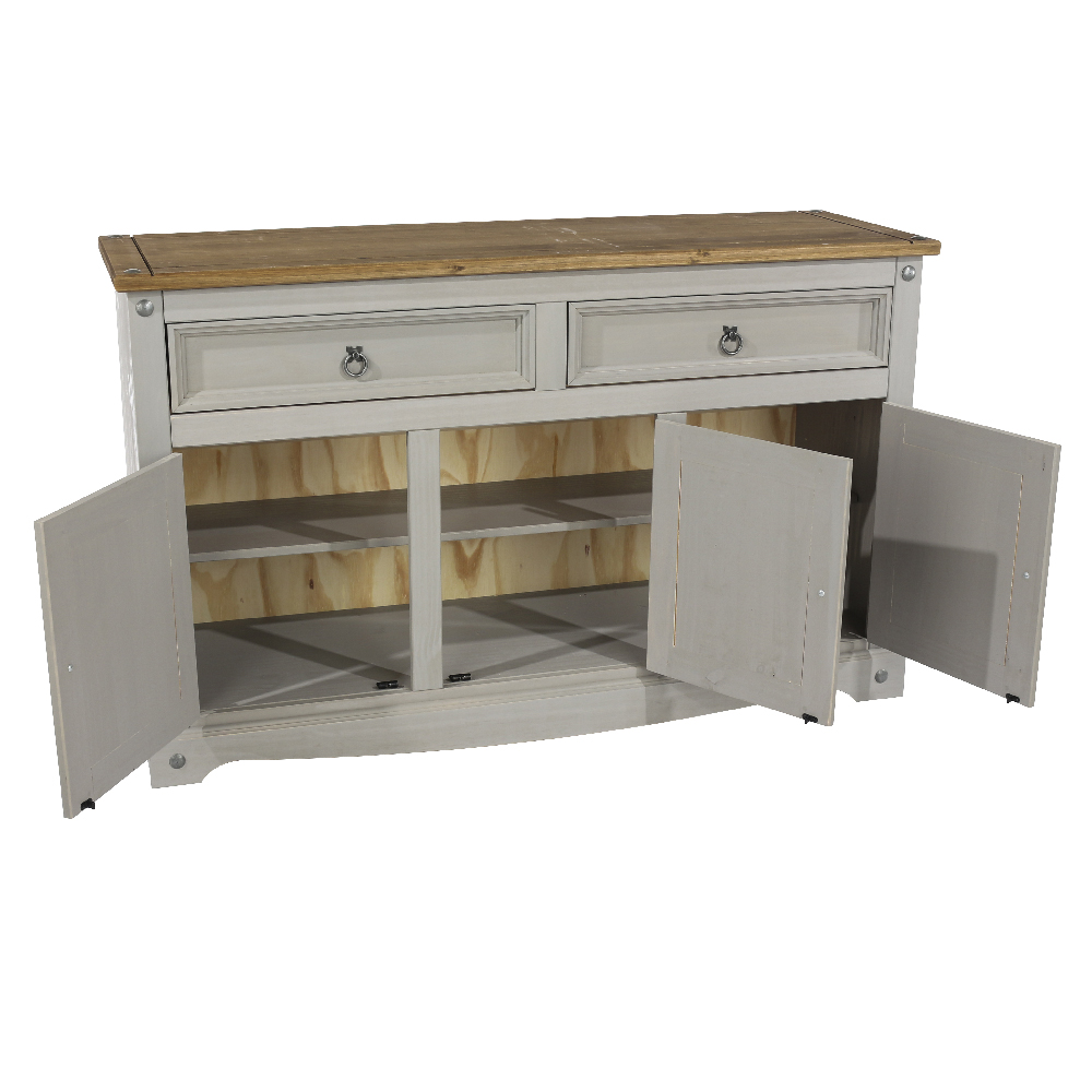 Consett Wooden Sideboard With 3 Doors 2 Drawers In Grey And Oak