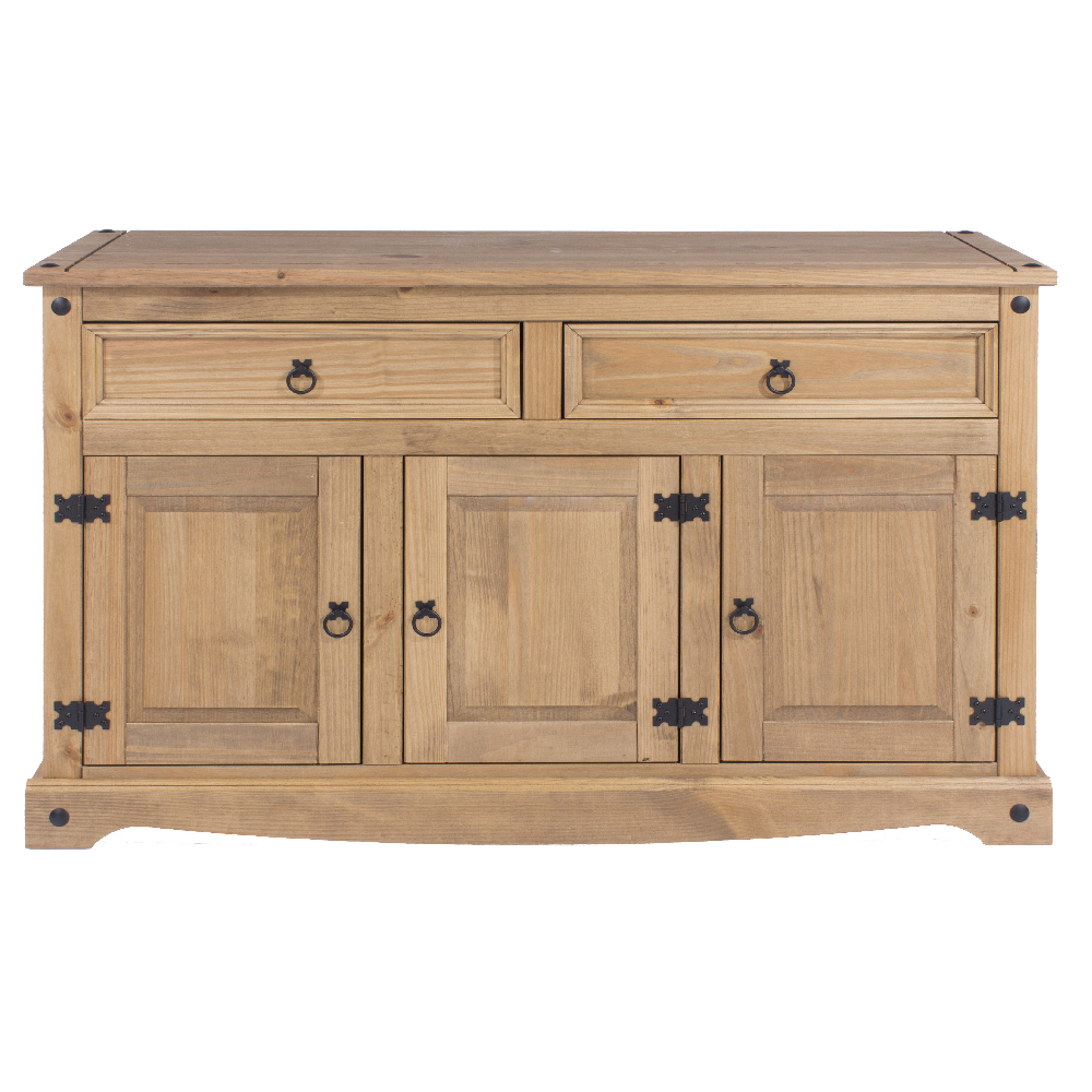Consett Wooden Sideboard With 3 Doors 2 Drawers In Oak
