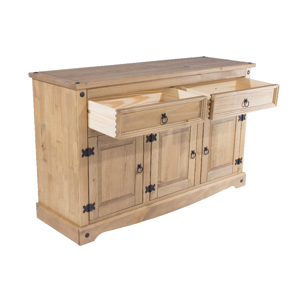 Consett Wooden Sideboard With 3 Doors 2 Drawers In Oak
