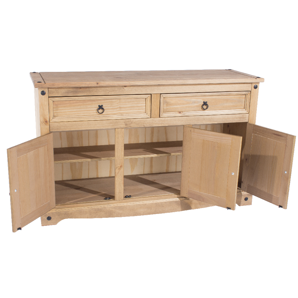 Consett Wooden Sideboard With 3 Doors 2 Drawers In Oak