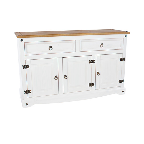 Consett Wooden Sideboard 3 Doors 2 Drawers In White_2
