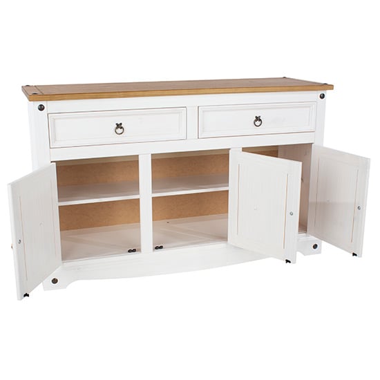 Consett Wooden Sideboard 3 Doors 2 Drawers In White_3