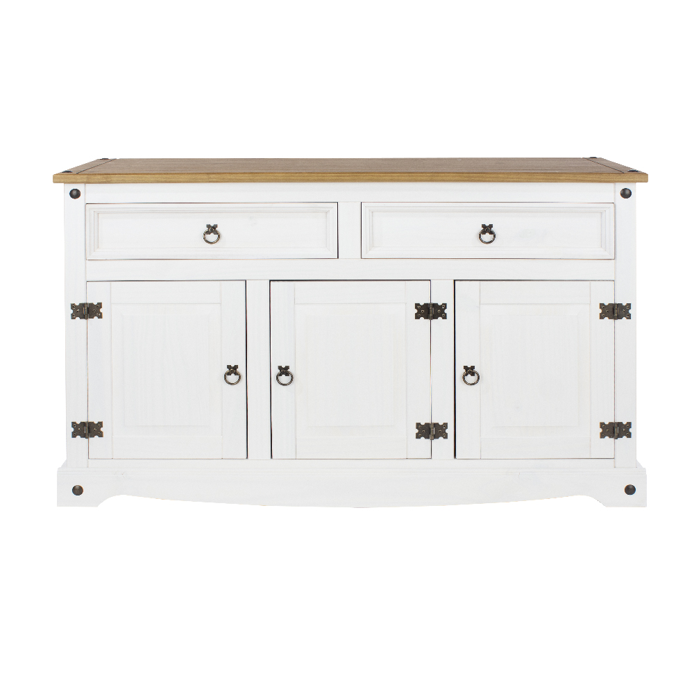 Consett Wooden Sideboard With 3 Doors 2 Drawers In White And Oak