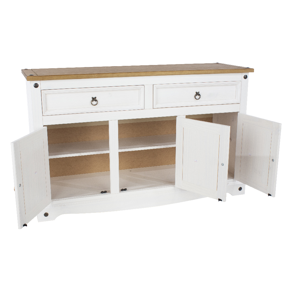 Consett Wooden Sideboard With 3 Doors 2 Drawers In White And Oak