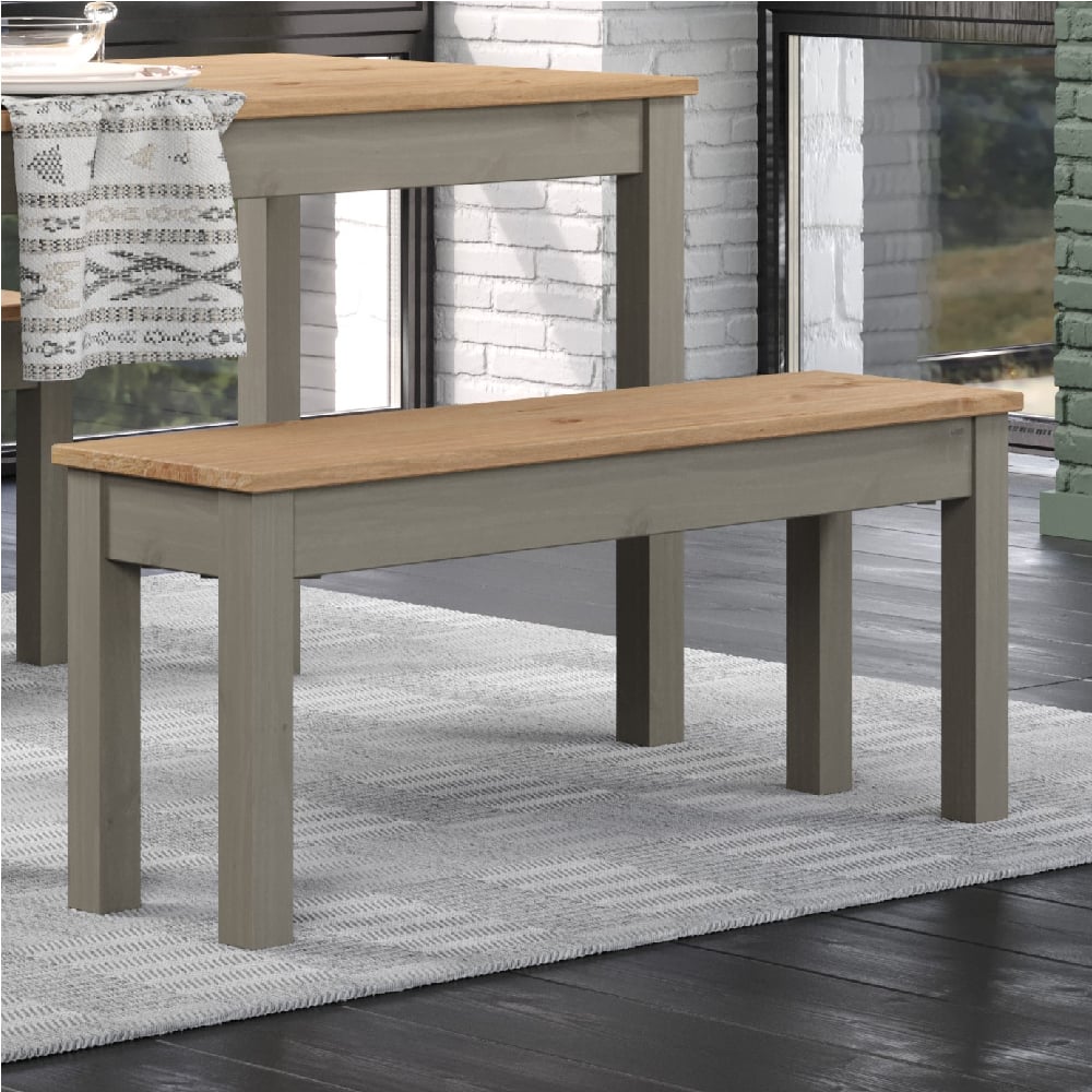 Read more about Consett wooden small rectangular dining bench in grey and oak