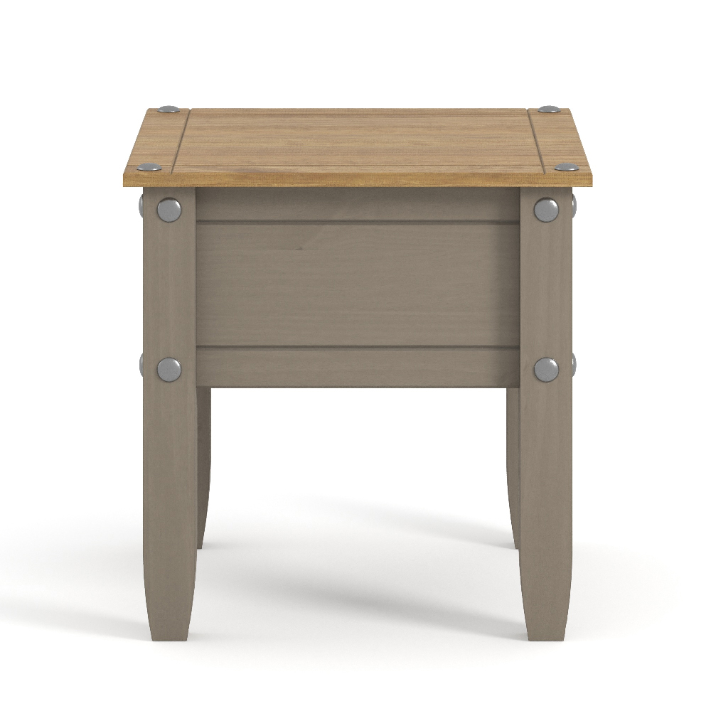 Consett Wooden Square Lamp Table In Grey And Oak