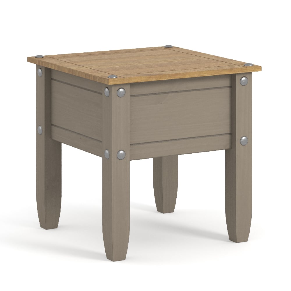 Read more about Consett wooden square lamp table in grey and oak
