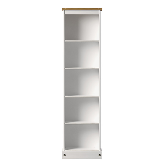 Consett Wooden Tall Narrow Bookcase In White_2