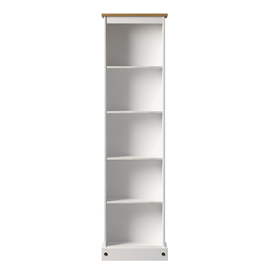 Consett Wooden Tall Narrow Bookcase In White Furniture in Fashion