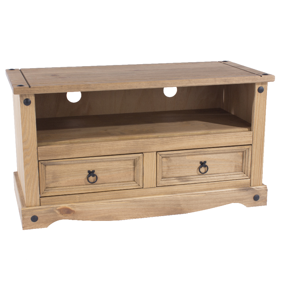 Consett Wooden TV Stand With 2 Drawers In Oak