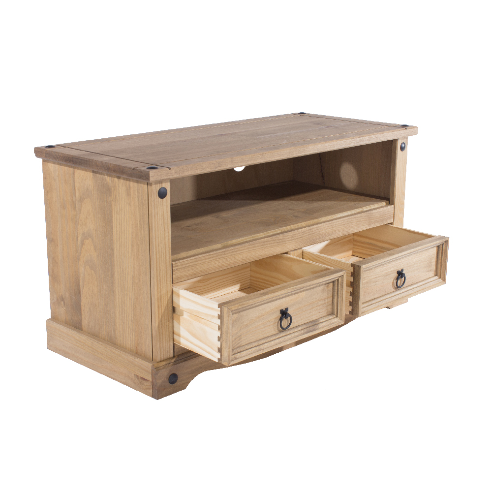 Consett Wooden TV Stand With 2 Drawers In Oak