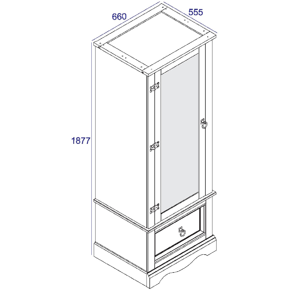 Consett Wooden Wardrobe With 1 Door 1 Drawer In Grey And Oak