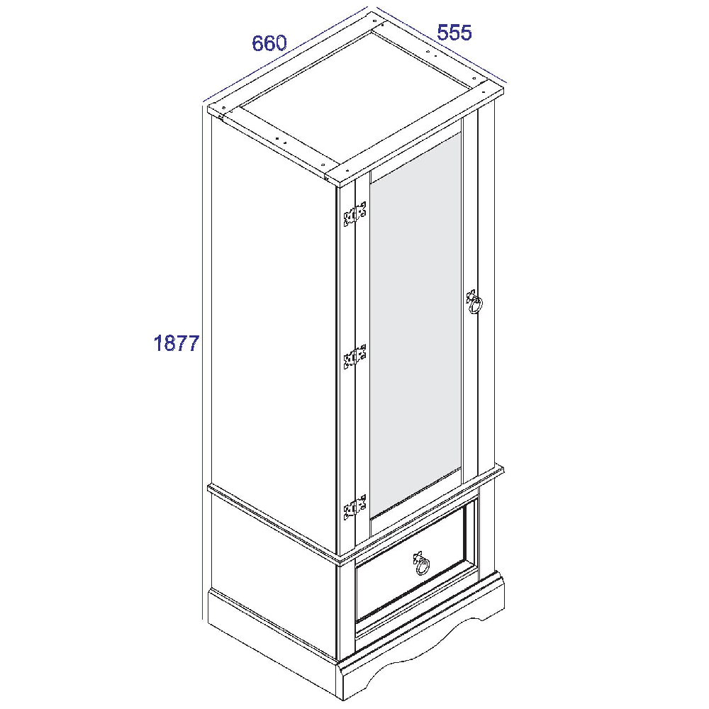 Consett Wooden Wardrobe With 1 Door 1 Drawer In Oak