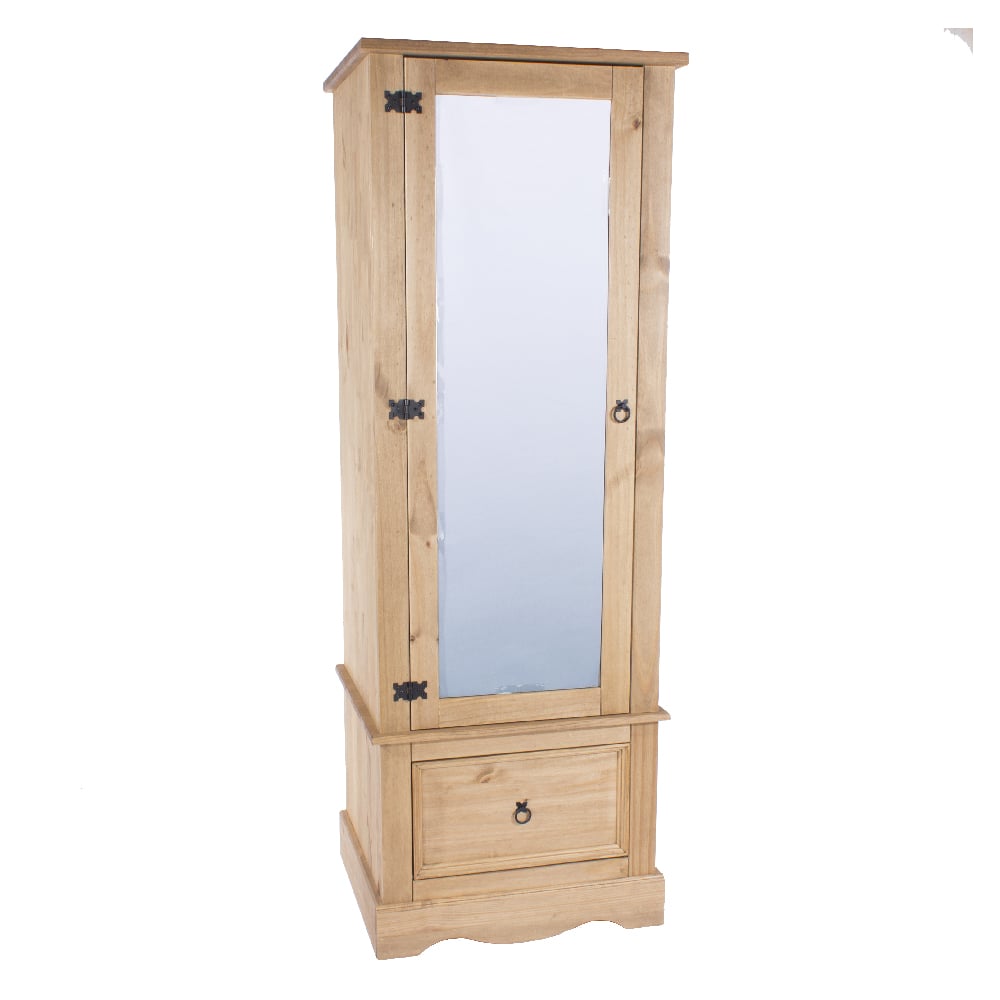 Read more about Consett wooden wardrobe with 1 door 1 drawer in oak
