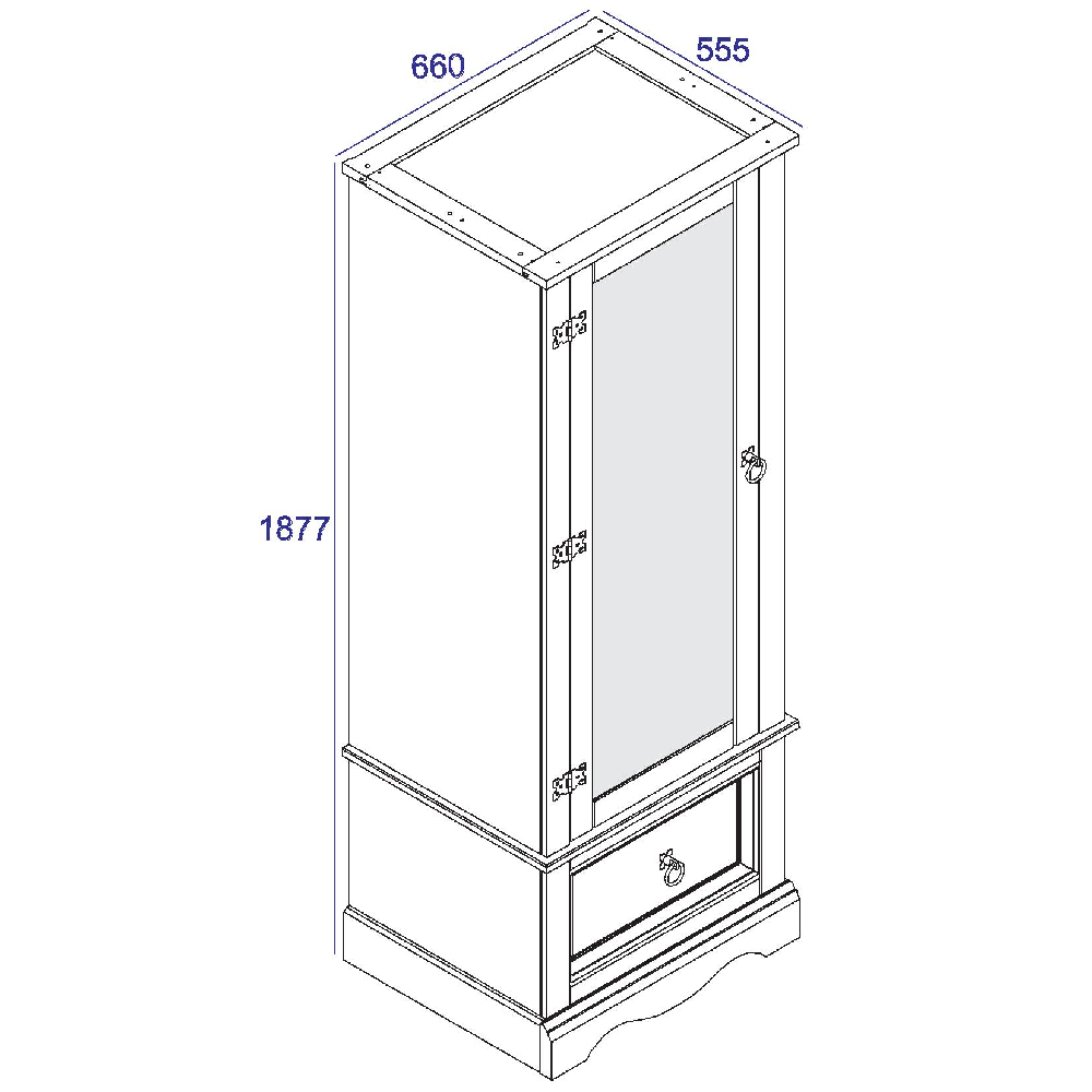 Consett Wooden Wardrobe With 1 Door 1 Drawer In White And Oak