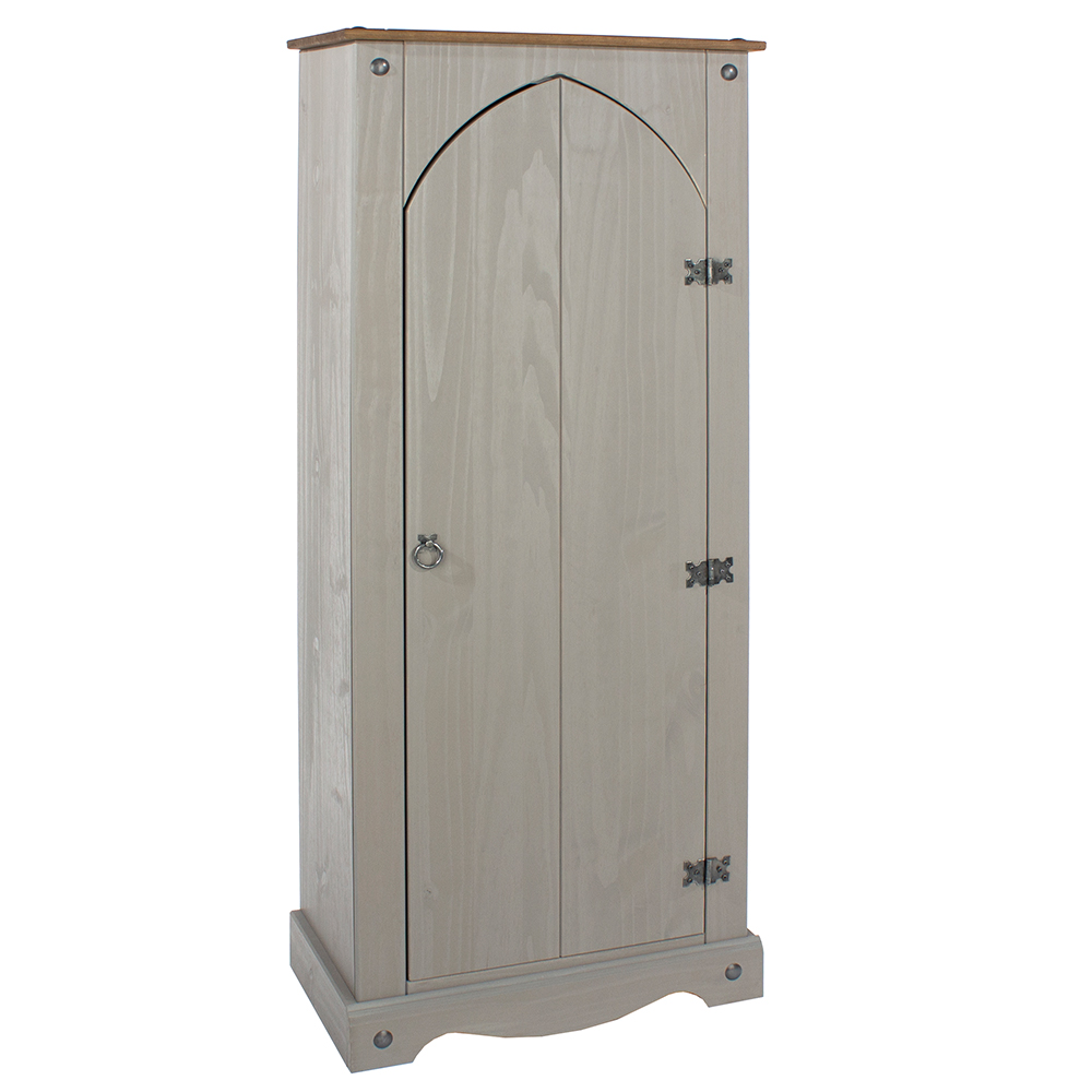 Consett Wooden Wardrobe With 1 Door In Grey And Oak