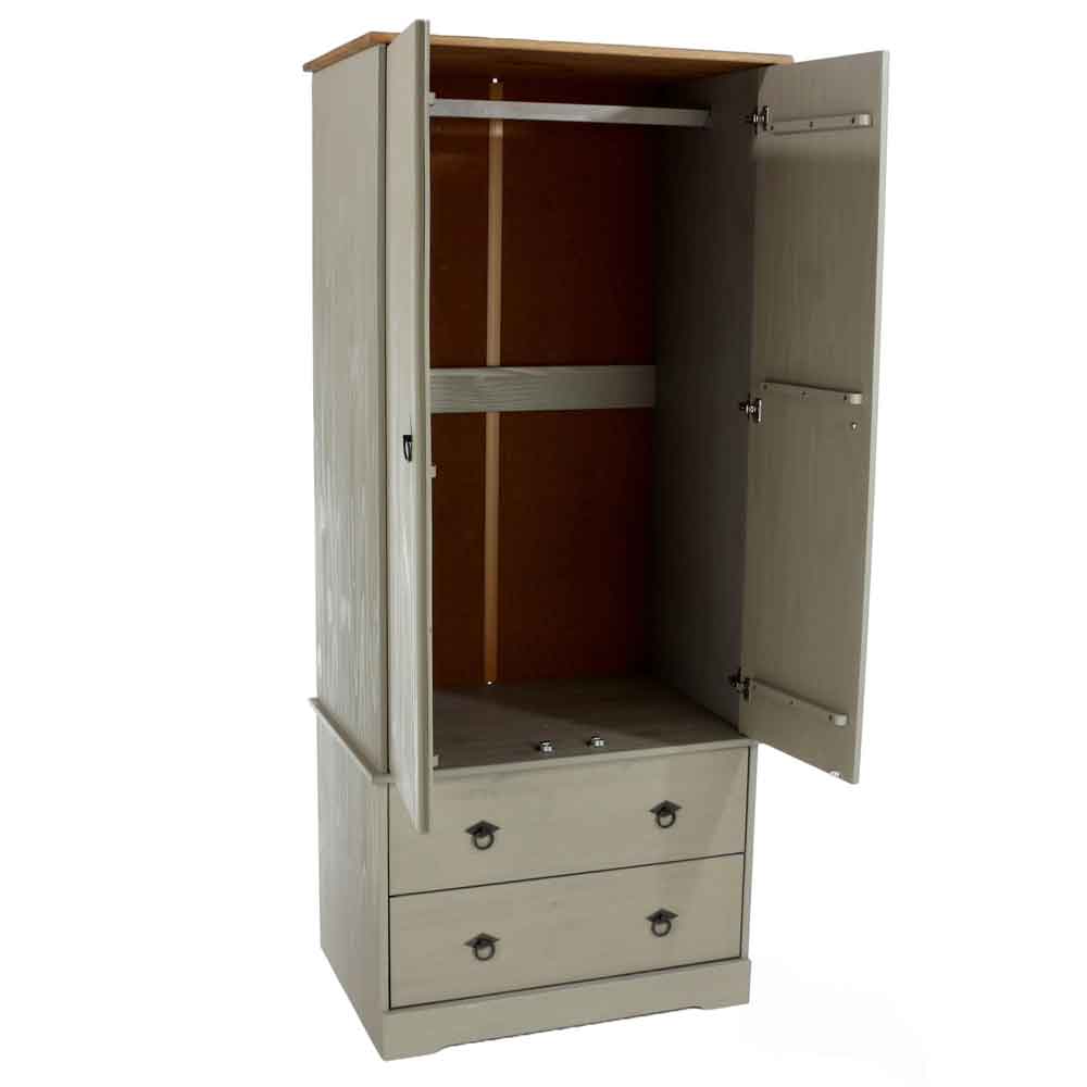 Consett Wooden Wardrobe With 2 Doors - Grey And Oak