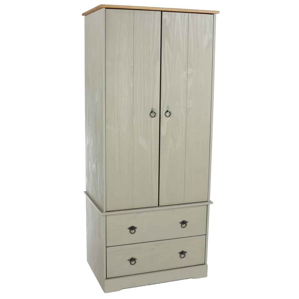 Consett Wooden Wardrobe With 2 Doors - Grey And Oak