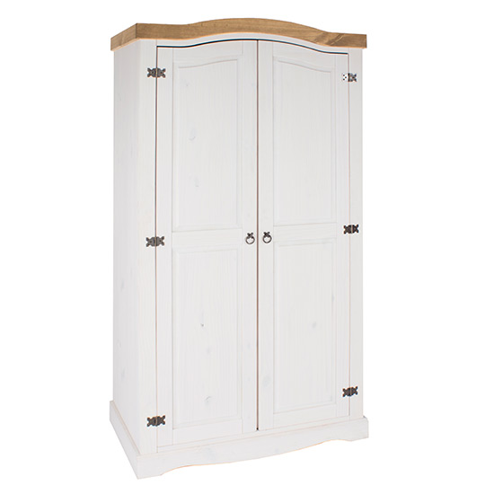 Consett Wooden Wardrobe With 2 Doors In White thumbnail