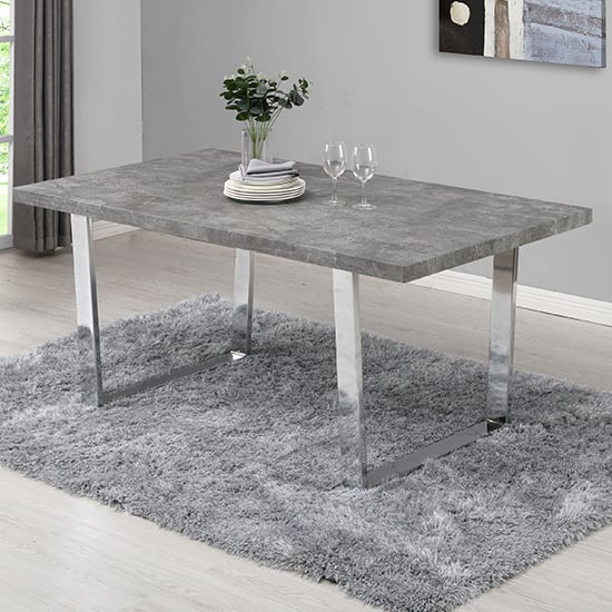 Constable Dining Table In Concrete Effect With Chrome Legs