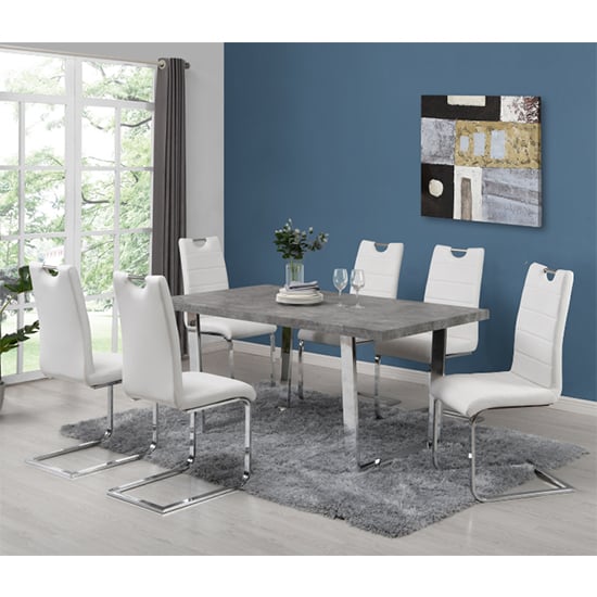 Constable Dining Table In Concrete Effect With Chrome Legs_8