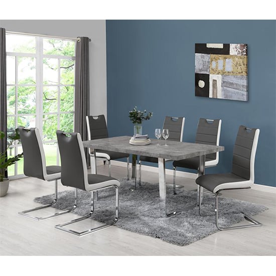 Constable Dining Table In Concrete Effect With Chrome Legs_9