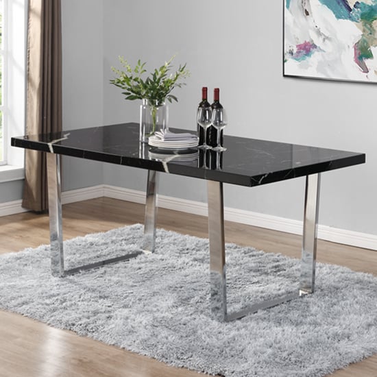 Constable Milano Marble Effect Dining Table 6 Petra Black Chair_2